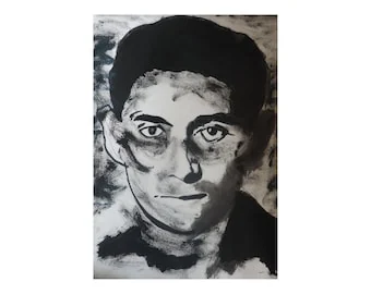 İlker OrtaçによるFranz Kafkaの水彩による肖像原画、35x50 cm
