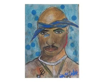 İlker OrtaçによるTupac Shakurの肖像のアートプリント、35x50 cmの紙の複製作品