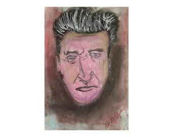 İlker OrtaçによるDavid Lynchの肖像プリント、35x50 cmの紙の複製作品