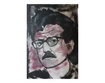 Kurt Vonnegut : Œuvre murale à imprimer, fichier JPEG à télécharger, œuvre de İlker Ortaç