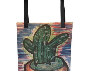 Illustration de cactus : Sac fourre-tout, 15x15 pouces par İlker Ortaç