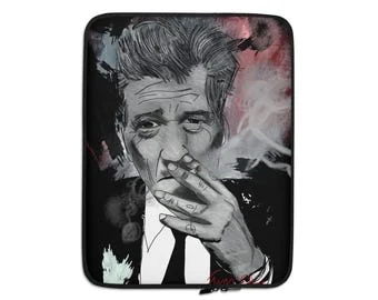 David Lynch : Portrait du modèle en train de fumer : Housse pour ordinateur portable, 13 ou 15 pouces par İlker Ortaç