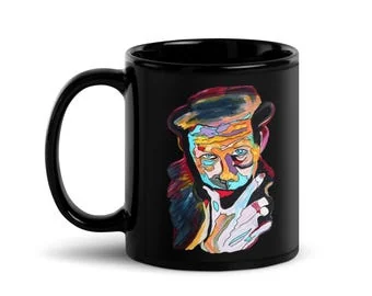 Tom Waits: Portreya pirreng: Kupa, seramîka reş, 11 oz ji aliyê İlker Ortaç ve