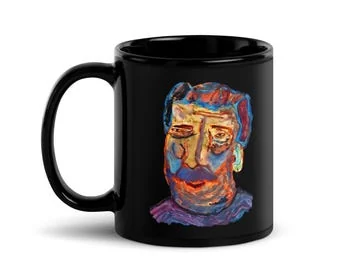 The Uncle Porträt: Tasse aus schwarzer Keramik, 11 oz, von İlker Ortaç