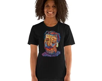 The Uncle Porträt: Schwarzes T-Shirt, Bella Canvas 3001, von İlker Ortaç