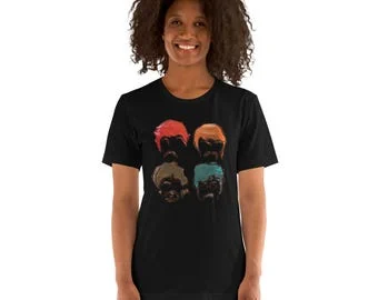 The Beatles : Visages flottants : T-shirt noir, Bella Canvas 3001 par İlker Ortaç