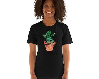 İlker Ortaçによるサボテンのイラスト 黒のTシャツ、Bella Canvas 3001