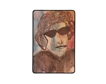 Bob Dylan : Portrait aux lunettes de soleil : Tapis de bureau, tapis de souris de 12x18 pouces par İlker Ortaç
