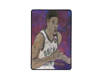 Giannis Antetokounmpo : Portrait en action : Tapis de bureau, tapis de souris de 12x18 pouces par İlker Ortaç