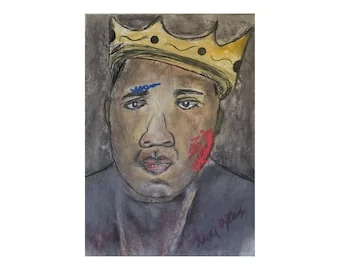 Biggie: Porträt mit Krone in Blau und Gold · İlker Ortaç