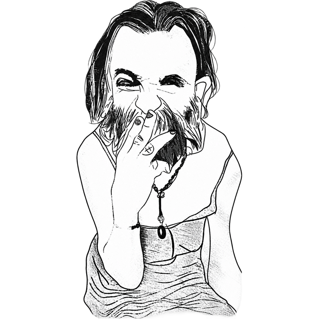 Black and white smoking self-portrait